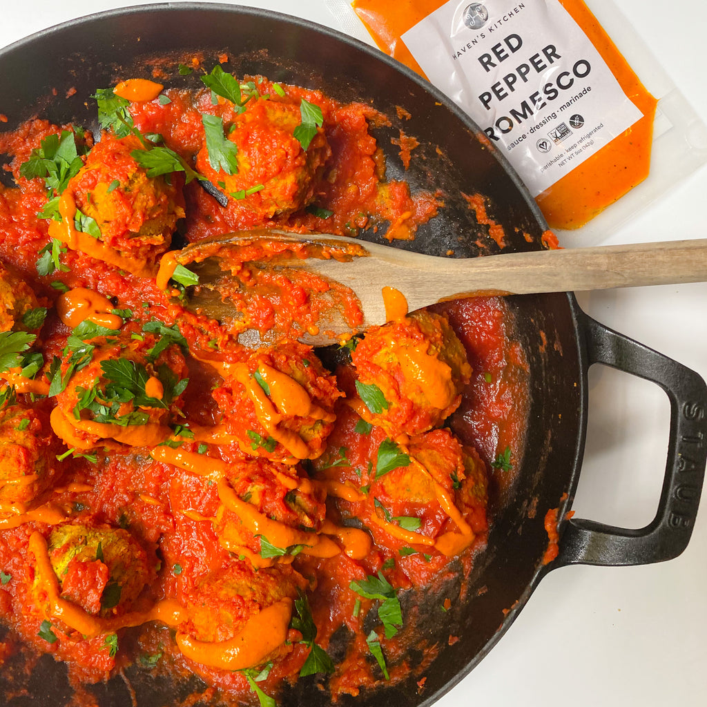 Vegan Red Pepper Romesco "Meat"balls